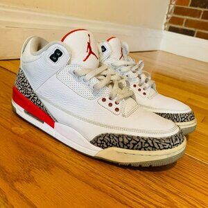 Nike Air Jordan 3 Retro Hall of Fame 2018 Size 11 136064-116 White Red Grey OG
